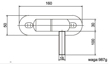 Zawias regulowany śrubowy 50x160 M16 L100